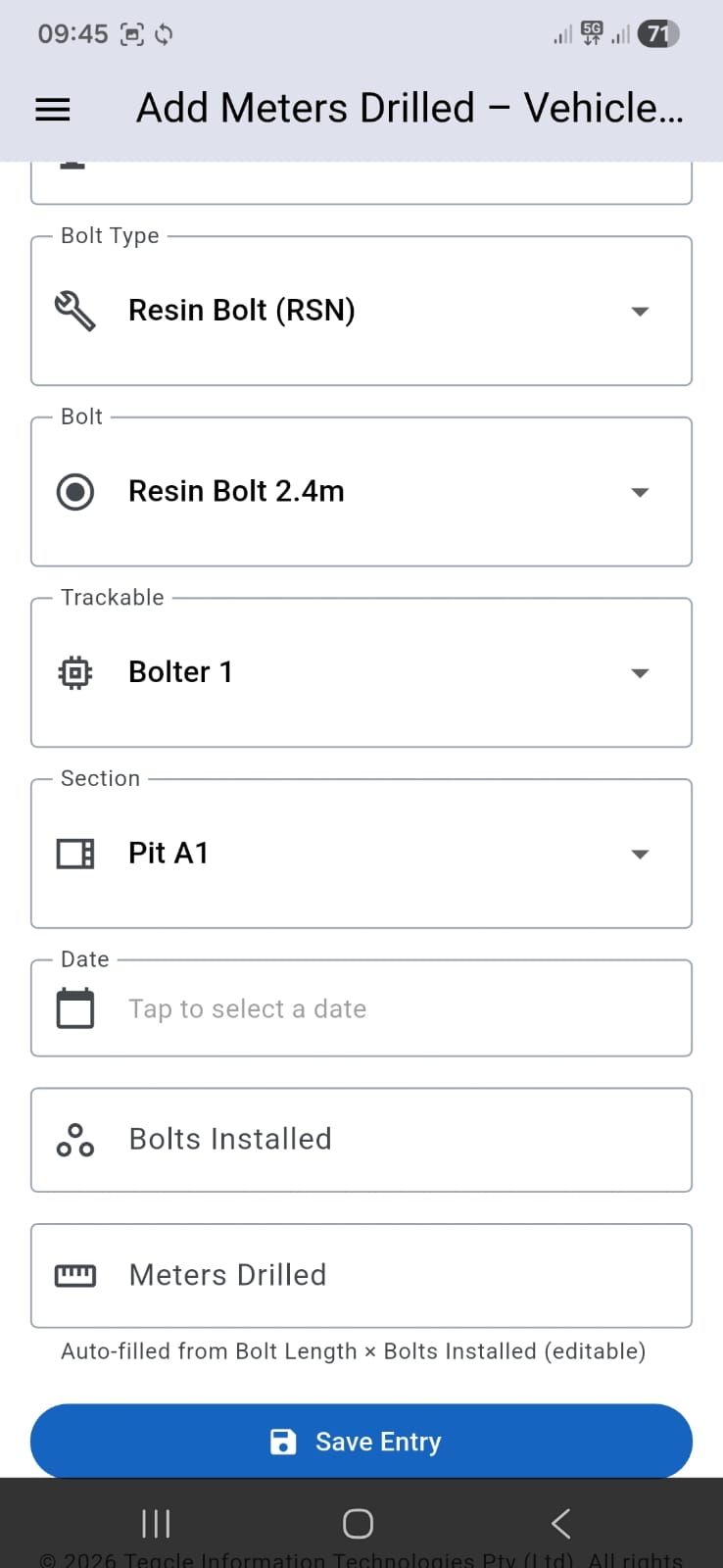 Add Meters Drilled